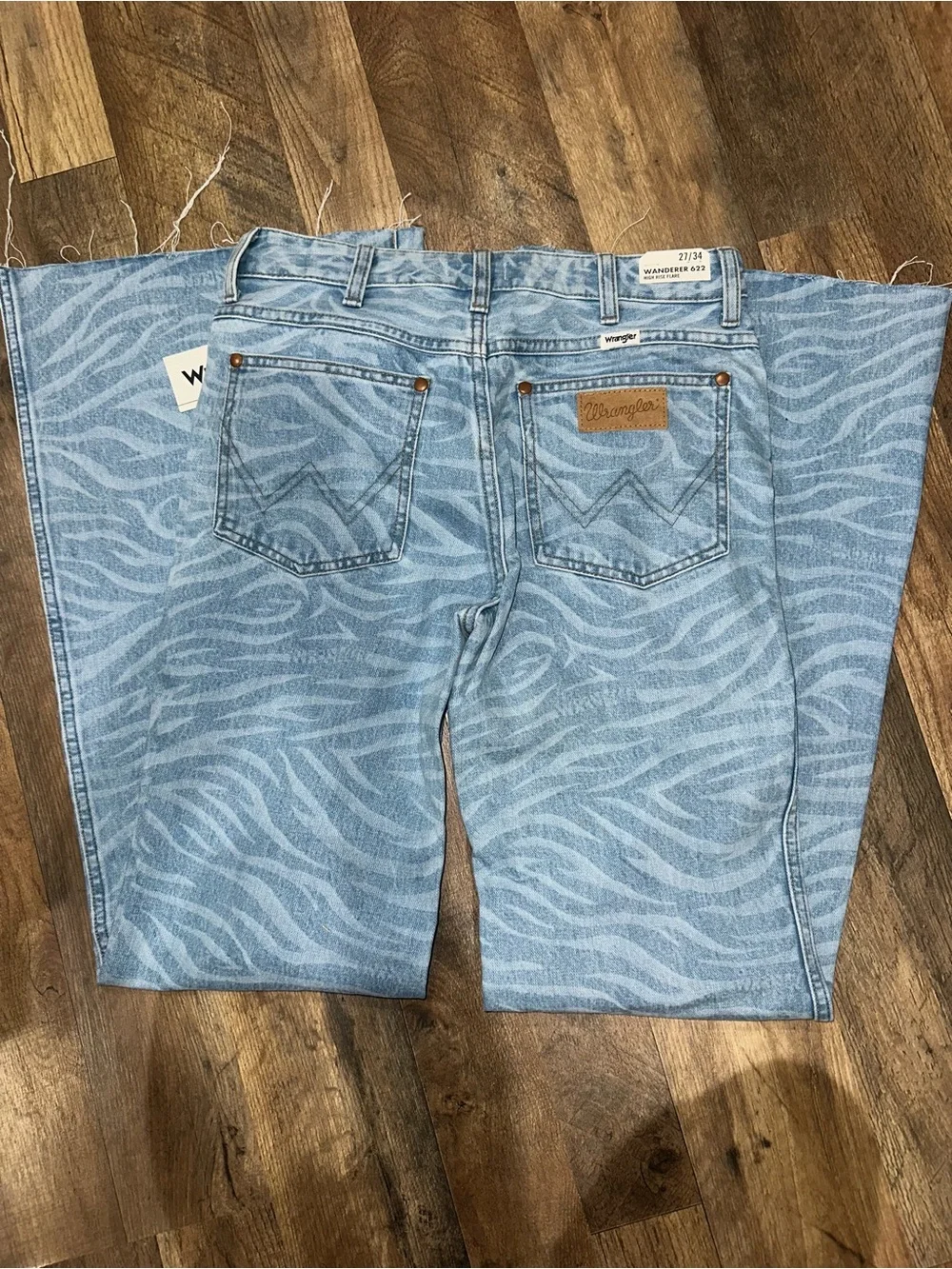 Wrangler Wanderer 622 Light Blue Zebra Print High-Rise Jeans